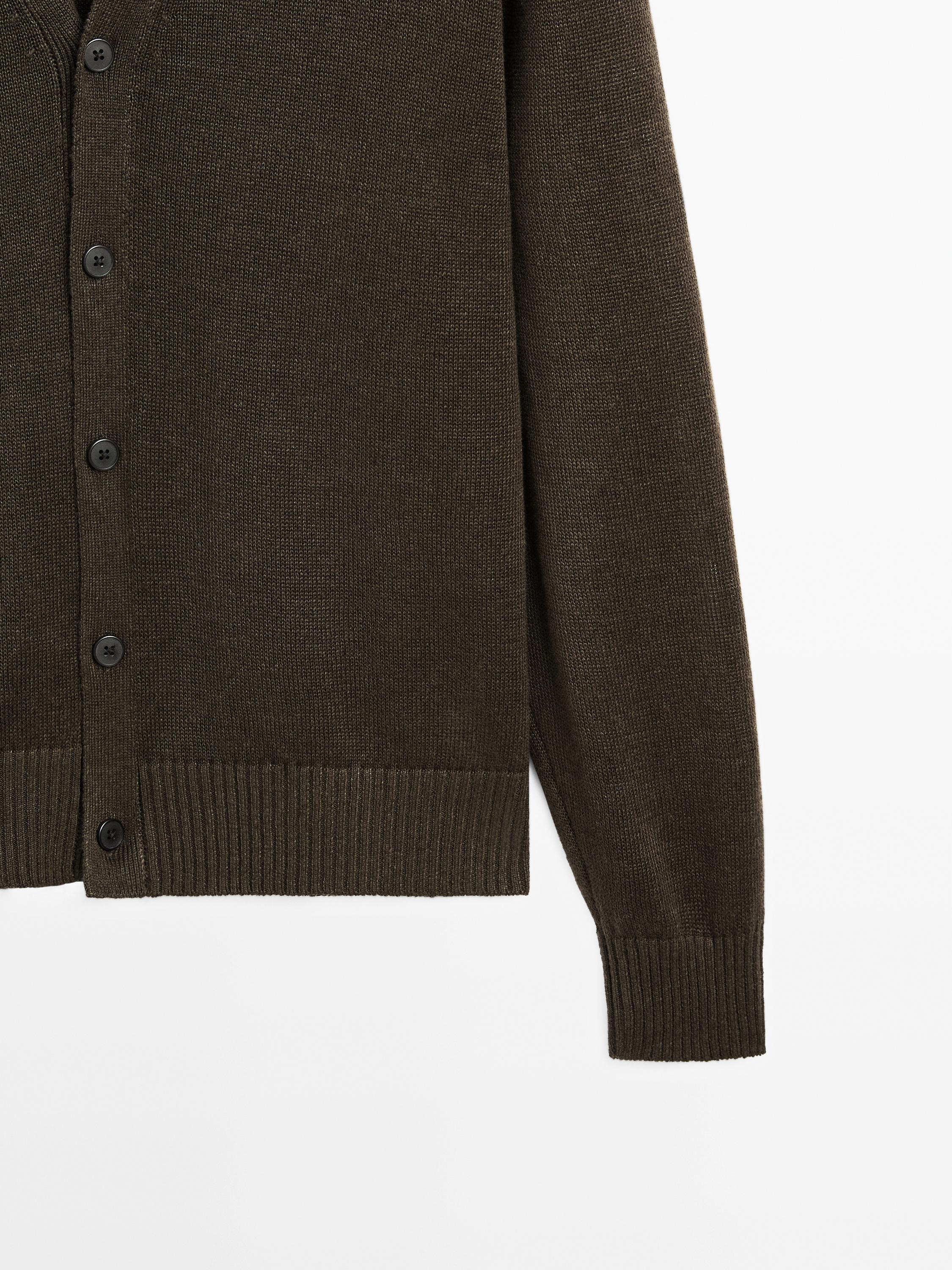 Knit linen blend cardigan